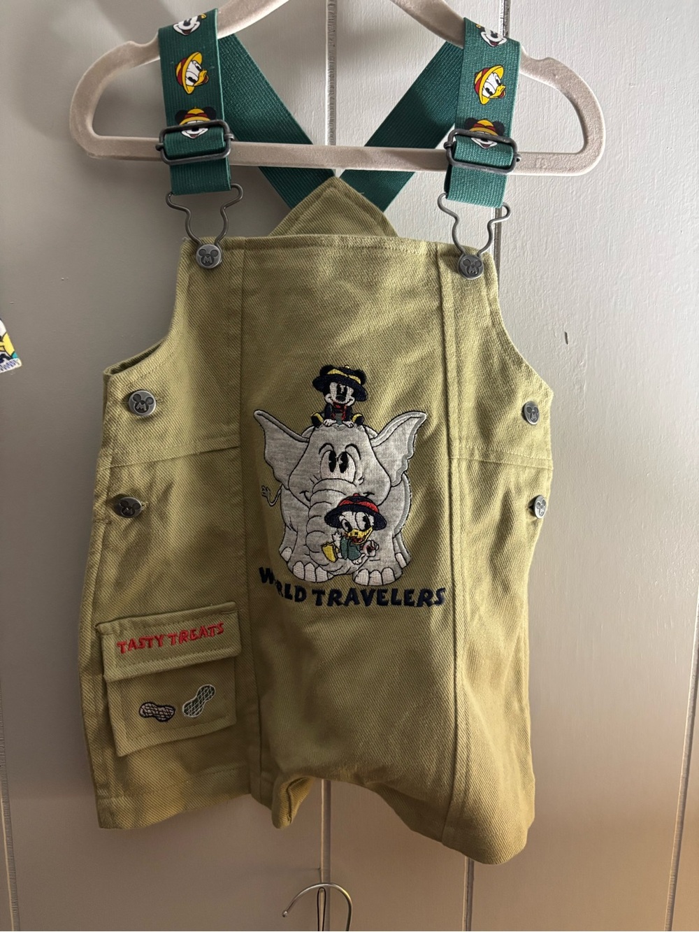Vintage Mickey & Co Disney World Travelers Shortall Overalls 3-6M